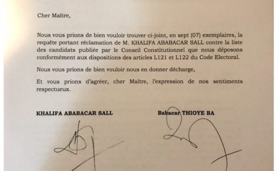 Document: La Requête Plus Que Combattive De Khalifa Sall Auprès Du Conseil Constitutionnel