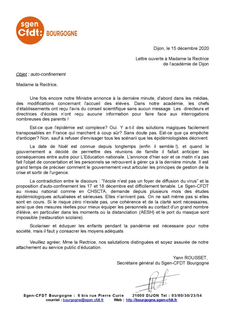 Lettre Ouverte De L’unsag