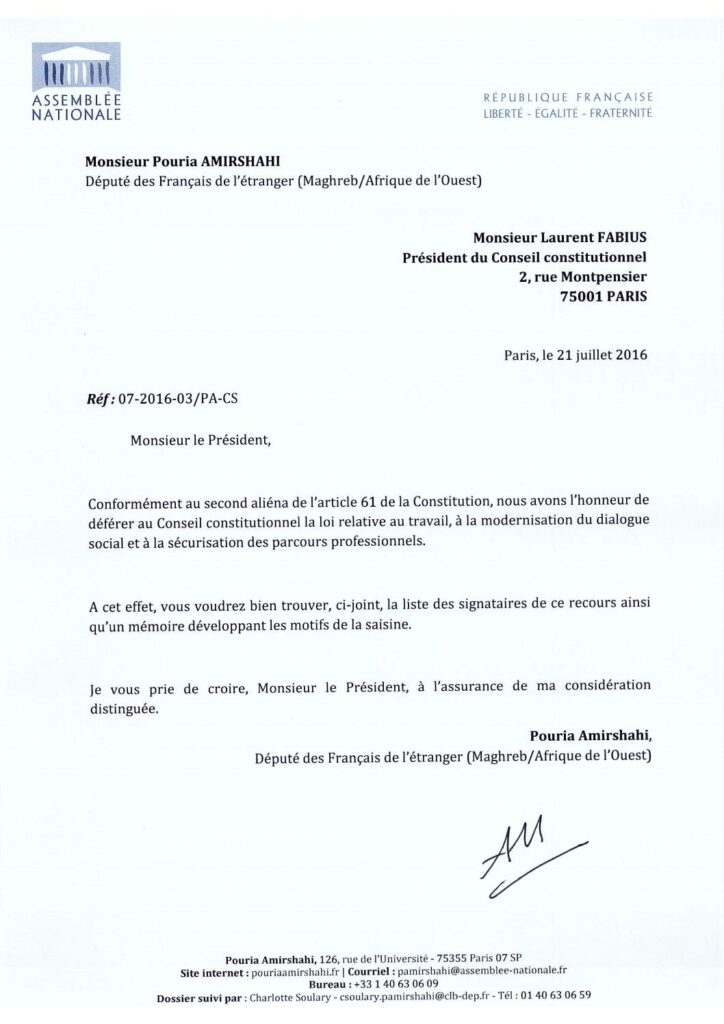 Lettre Au Conseil Constitutionnel